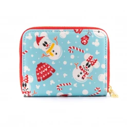 Loungefly LF Disney Mickey Minnie Snowman AOP Ziparound Wallet