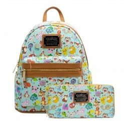 COLLECTION LOUNGE EXCLUSIVE LOUNGEFLY POKEMON TEAL MINI BACKPACK AND WALLET BUNDLE