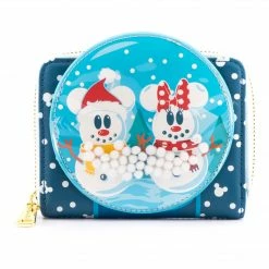 Loungefly LF Disney Snowman Mickey Minnie Snow Globe Ziparound Wallet