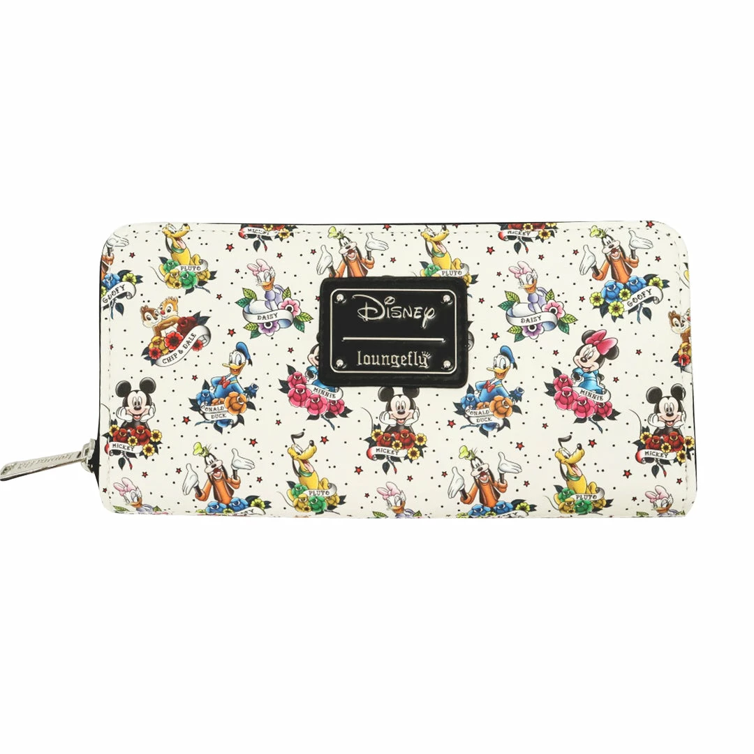 (PRE-ORDER) COLLECTION LOUNGE EXCLUSIVE LOUNGEFLY MICKEY AND FRIENDS TATTOO WALLET